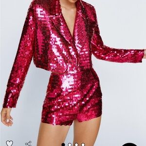 Nasty Gal// Premium Sequin Cropped Blazer